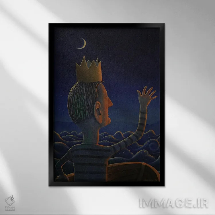 تابلو دکوراتیو موج بزرگ اثر روری میچل - نمای قابدار مشکی