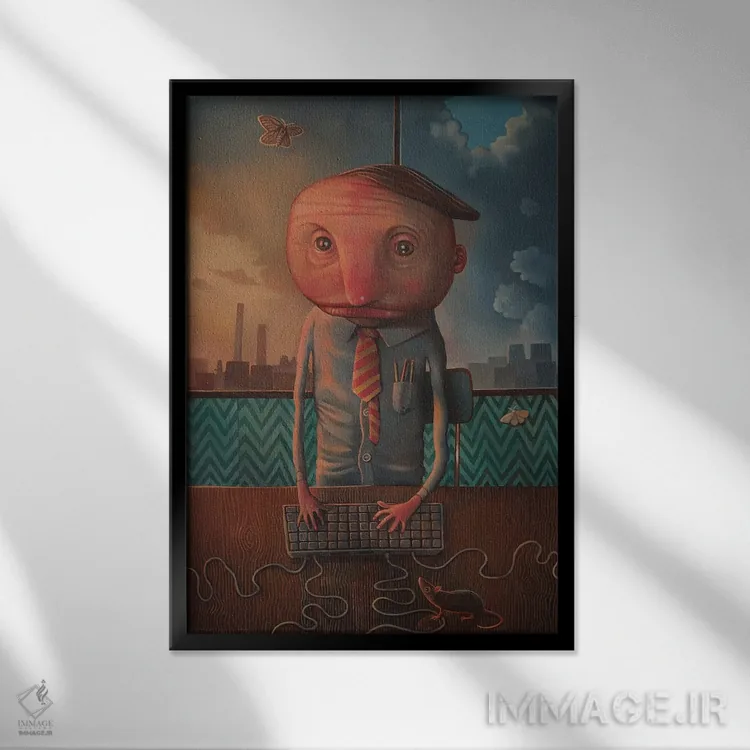 تابلو دکوراتیو مردی نیمه مرده اثر روری میچل - نمای قابدار مشکی