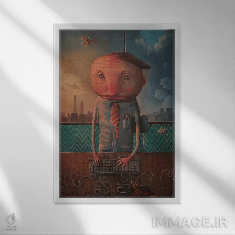 تابلو دکوراتیو مردی نیمه مرده اثر روری میچل - نمای قابدار سفید