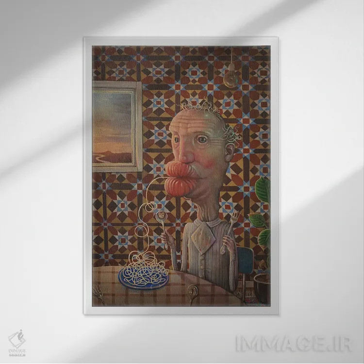 تابلو دکوراتیو غروب به سبک آل دنته اثر روری میچل - نمای قابدار سفید