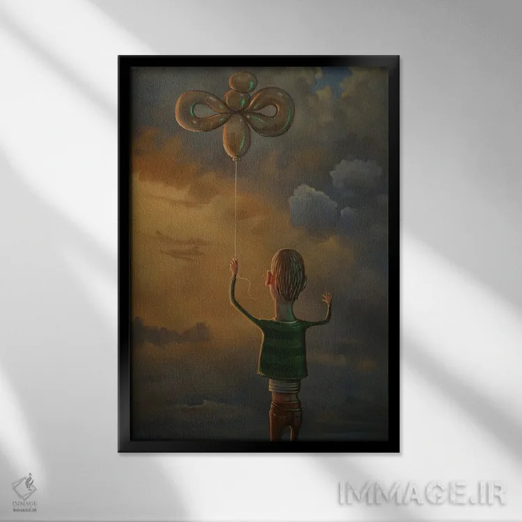 تابلو دکوراتیو فرشته هیلیومی اثر روری میچل - نمای قابدار مشکی