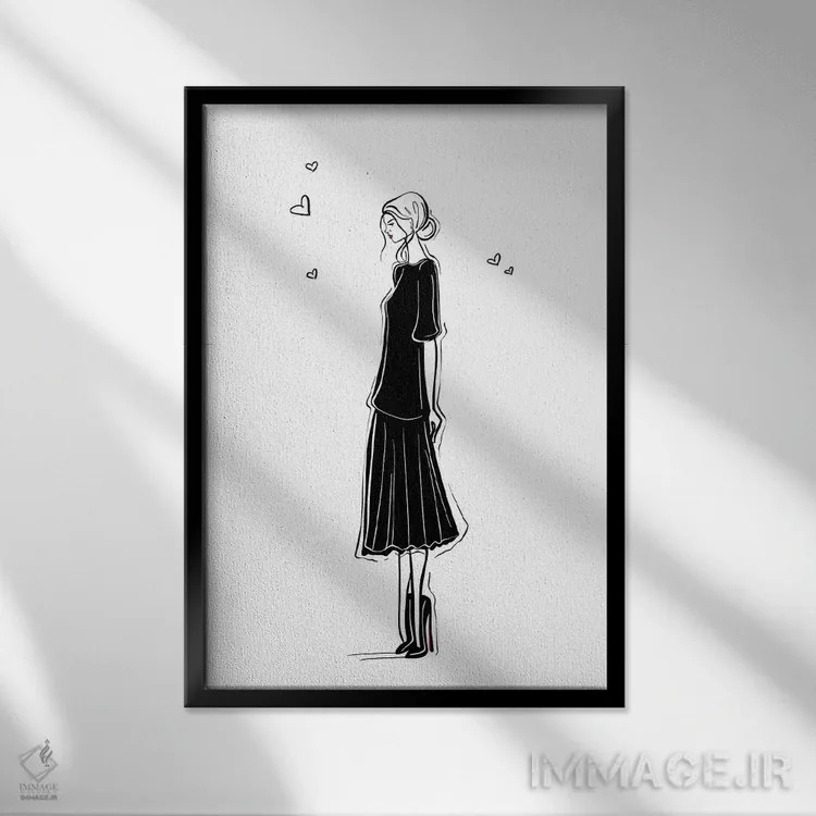 تابلو دکوراتیو بیزو با الهام از دهه ۱۹۲۰ اثر سابینا فن - نمای قابدار مشکی