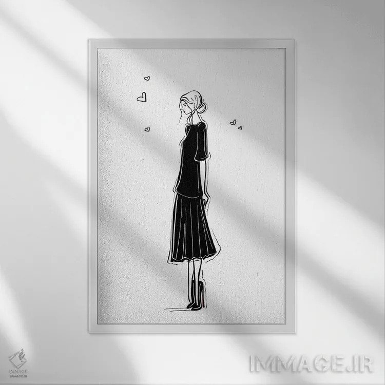 تابلو دکوراتیو بیزو با الهام از دهه ۱۹۲۰ اثر سابینا فن - نمای قابدار سفید