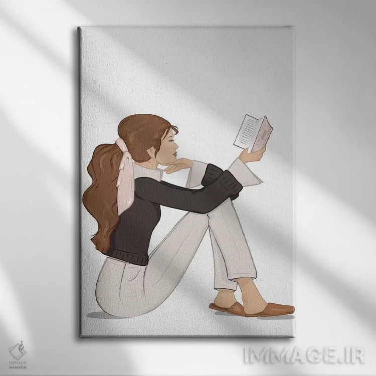 تابلو دکوراتیو Light-Skinned, Brunette Hair,شیک کتاب خوان، پوست روشن، موهای… اثر سابینا فن - نمای روبهرو روی دیوار