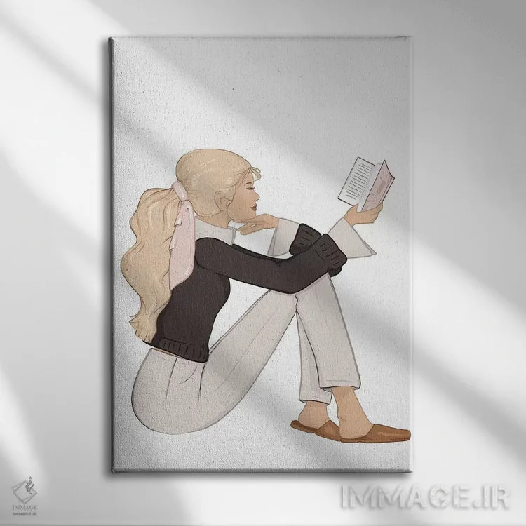 تابلو دکوراتیو Light-Skinned, Blonde Hair,شیک کتاب خوان، پوست روشن، موی بلون… اثر سابینا فن - نمای روبهرو روی دیوار