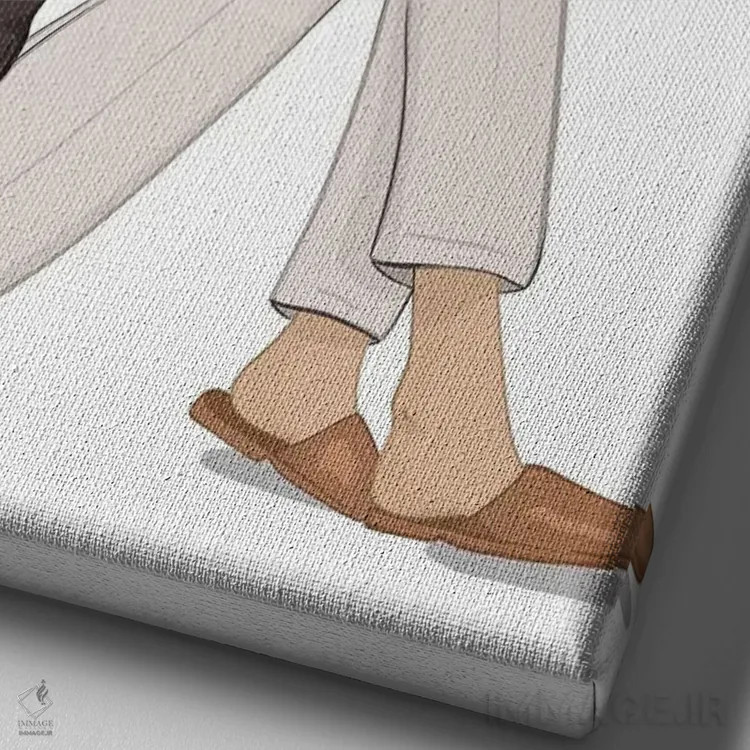 تابلو دکوراتیو مد کتاب خوان، پوست روشن، موی مشکی اثر سابینا فن - نمای نزدیک بافت بوم