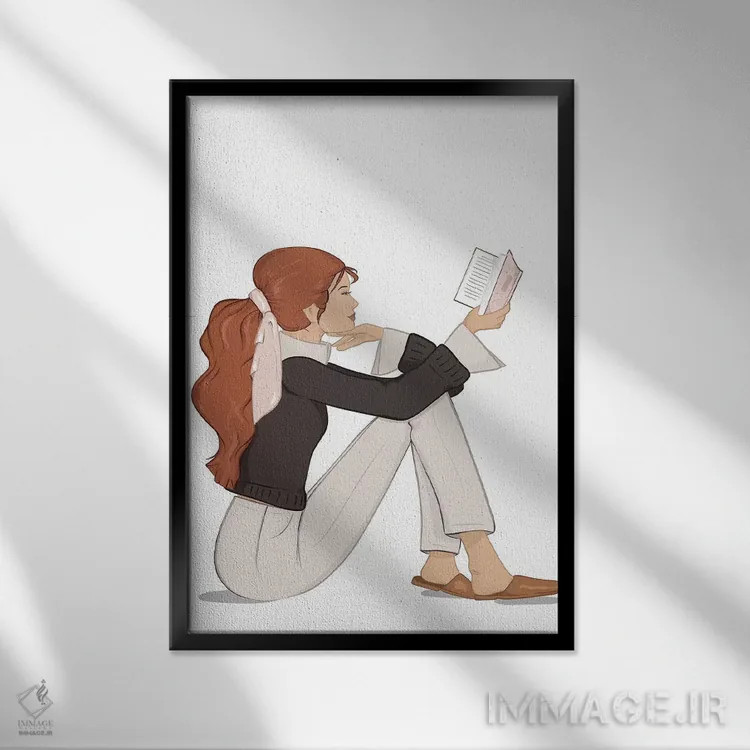 تابلو دکوراتیو Light-Skinned, Red Hair,شیک کتاب خوان، پوست روشن، موهای قرمز اثر سابینا فن - نمای قابدار مشکی