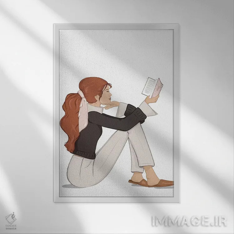 تابلو دکوراتیو Light-Skinned, Red Hair,شیک کتاب خوان، پوست روشن، موهای قرمز اثر سابینا فن - نمای قابدار سفید