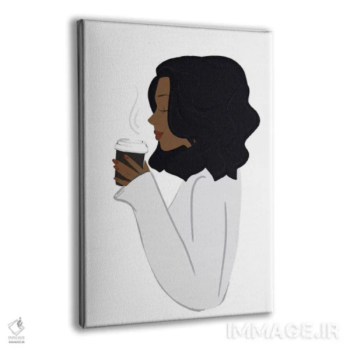 تابلو دکوراتیو Dark-Skinned, Black Hair,استراحت قهوه، پوست تیره، موهای مشکی اثر سابینا فن - نمای پرسپکتیو محصول