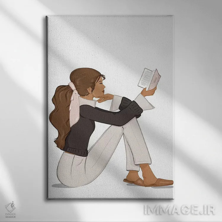 تابلو دکوراتیو Tanned, Brunette Hair,شیک کتاب خوان، پوست برنزه، موهای قهوه ا… اثر سابینا فن - نمای روبهرو روی دیوار