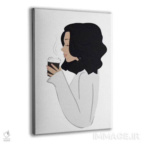 تابلو دکوراتیو Light-skinned, Black Hair,استراحت قهوه، پوست روشن، موهای مشکی اثر سابینا فن - نمای پرسپکتیو محصول