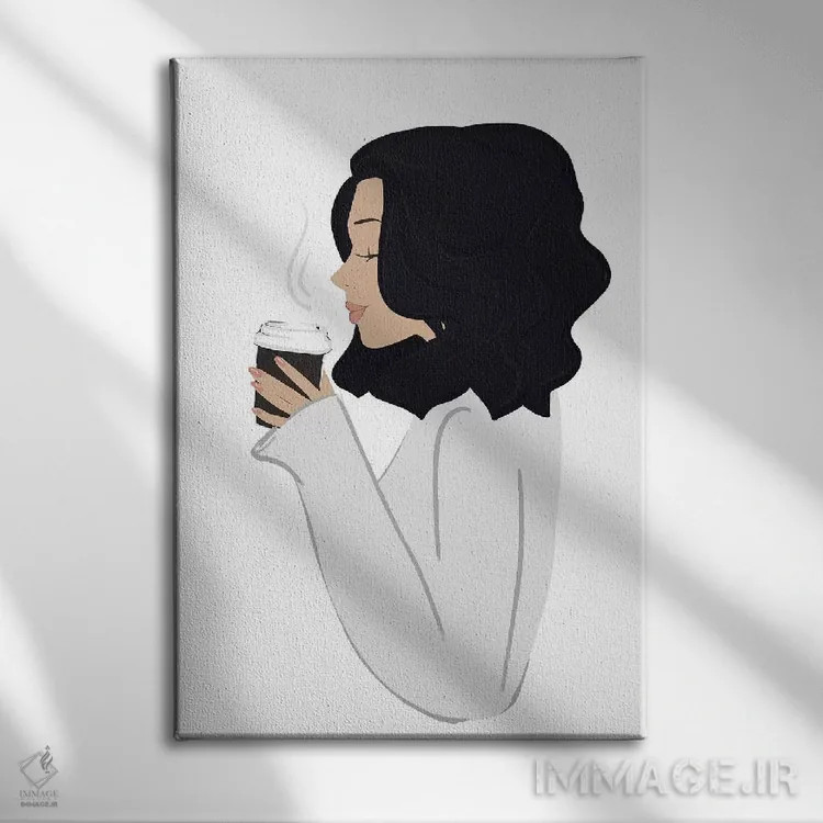 تابلو دکوراتیو Light-skinned, Black Hair,استراحت قهوه، پوست روشن، موهای مشکی اثر سابینا فن - نمای روبهرو روی دیوار