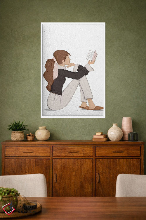 تابلو دکوراتیو Light-Skinned, Brunette Hair,شیک کتاب خوان، پوست روشن، موهای… اثر سابینا فن - D1W