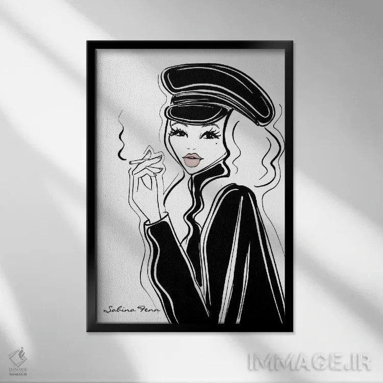 تابلو دکوراتیو سیگار اثر سابینا فن - نمای قابدار مشکی