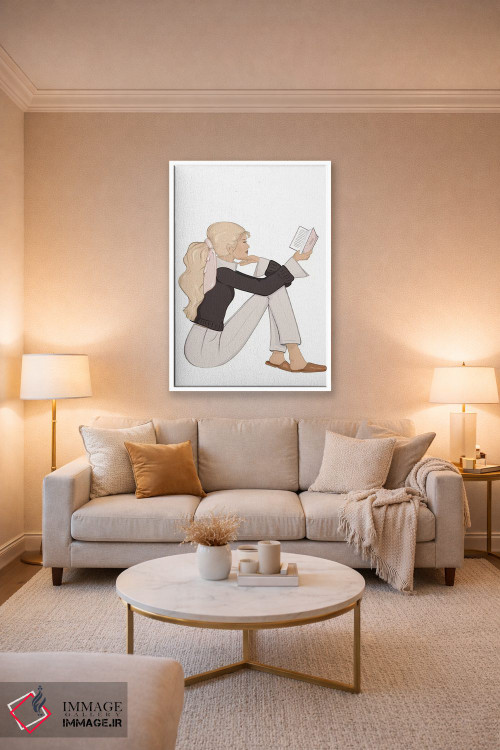 تابلو دکوراتیو Light-Skinned, Blonde Hair,شیک کتاب خوان، پوست روشن، موی بلون… اثر سابینا فن - D2W