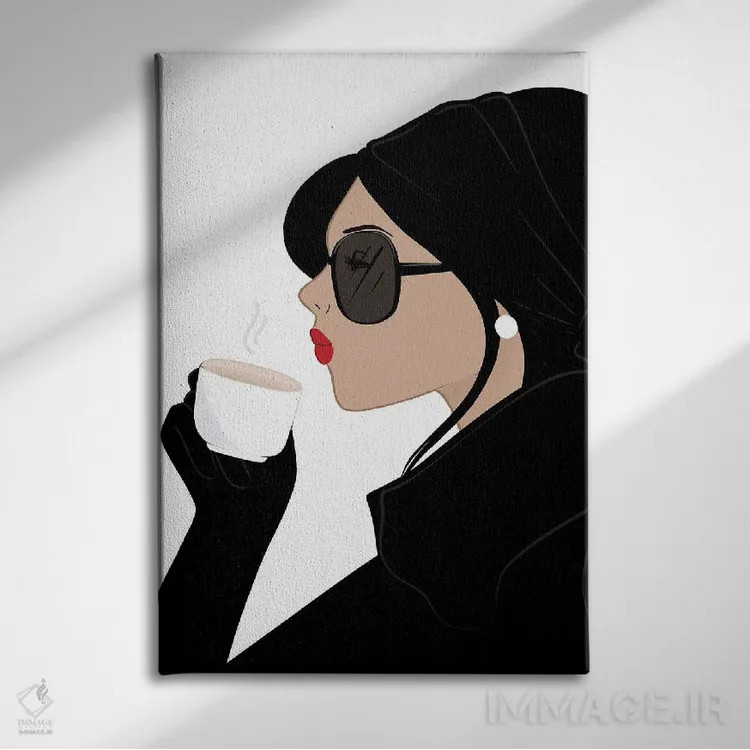 تابلو دکوراتیو Light-Skinned, Black Hair,شیک اسپرسو، پوست روشن، موهای مشکی اثر سابینا فن - نمای روبهرو روی دیوار