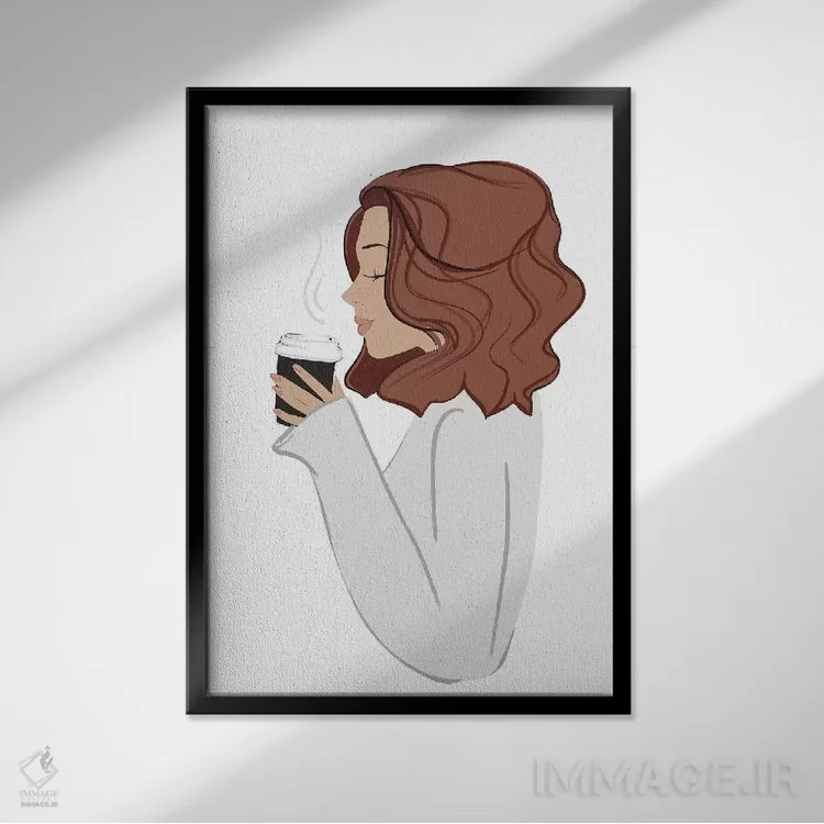 تابلو دکوراتیو Light-Skinned, Red Hair,استراحت قهوه، پوست روشن، موهای قرمز اثر سابینا فن - نمای قابدار مشکی