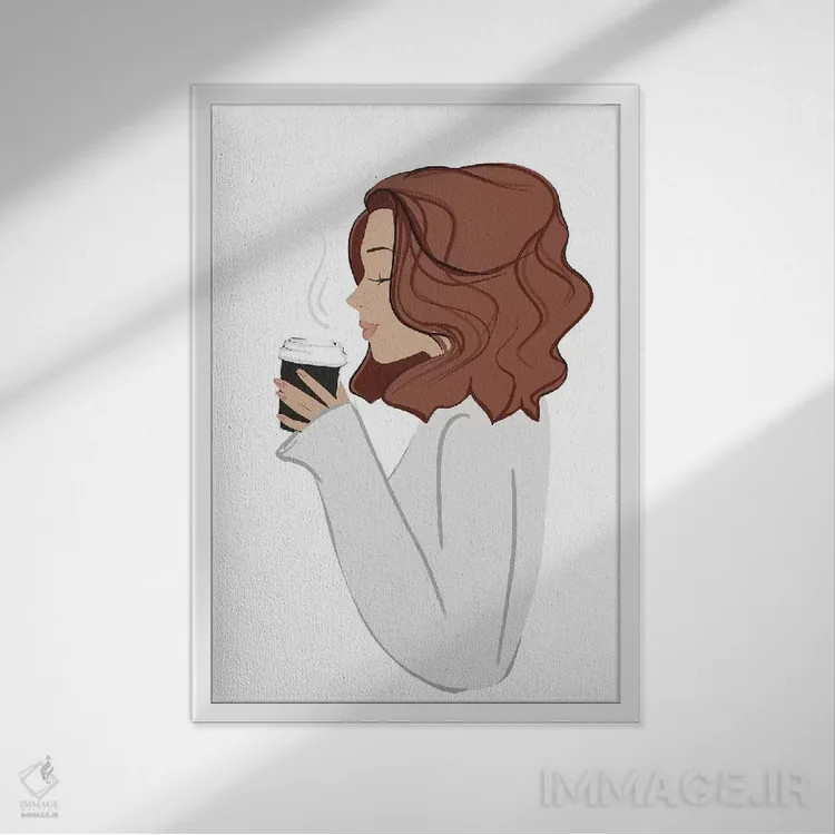 تابلو دکوراتیو Light-Skinned, Red Hair,استراحت قهوه، پوست روشن، موهای قرمز اثر سابینا فن - نمای قابدار سفید