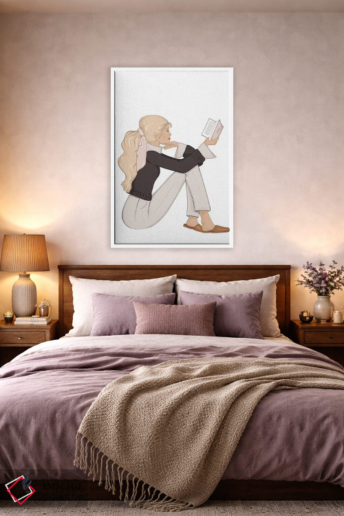 تابلو دکوراتیو Light-Skinned, Blonde Hair,شیک کتاب خوان، پوست روشن، موی بلون… اثر سابینا فن - D3W