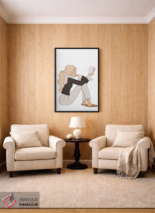 تابلو دکوراتیو Light-Skinned, Blonde Hair,شیک کتاب خوان، پوست روشن، موی بلون… اثر سابینا فن - D4B