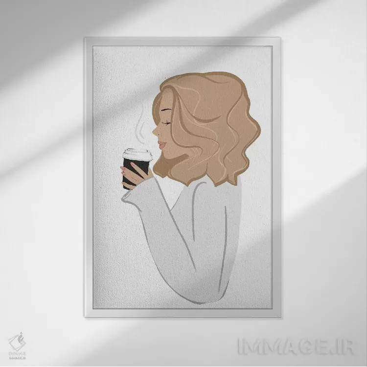 تابلو دکوراتیو Light-Skinned, Blonde Hair,استراحت قهوه، پوست روشن، موهای بلو… اثر سابینا فن - نمای قابدار سفید