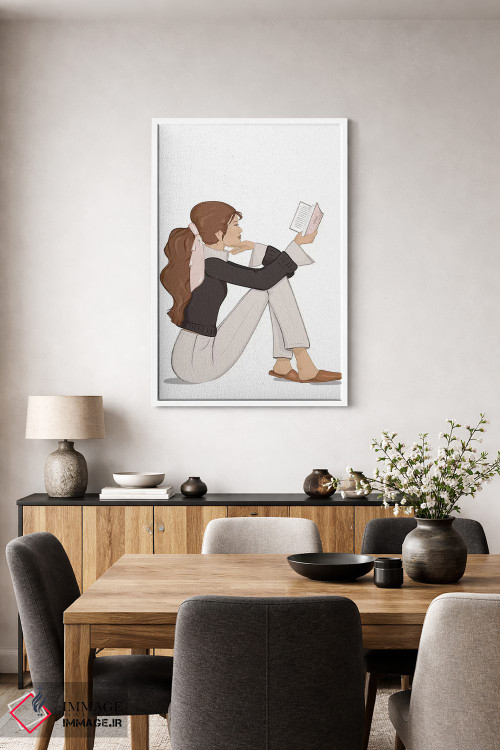 تابلو دکوراتیو Light-Skinned, Brunette Hair,شیک کتاب خوان، پوست روشن، موهای… اثر سابینا فن - D4W