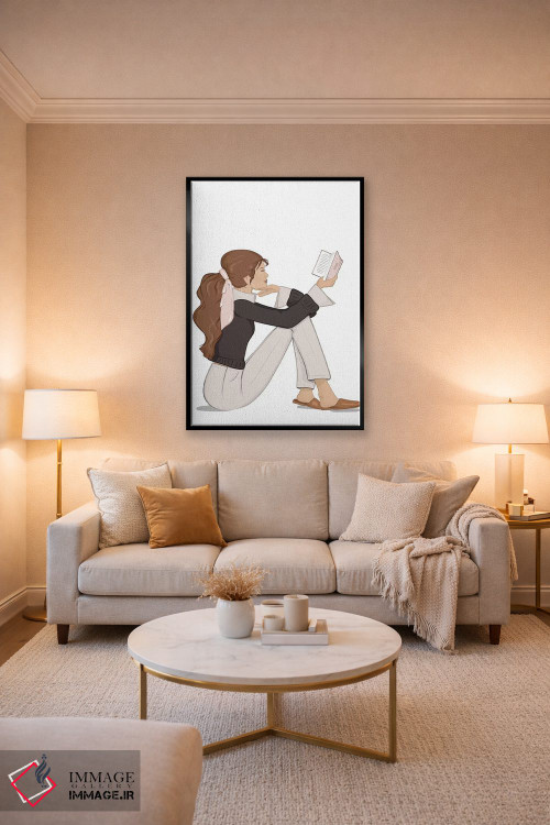 تابلو دکوراتیو Light-Skinned, Brunette Hair,شیک کتاب خوان، پوست روشن، موهای… اثر سابینا فن - D5B