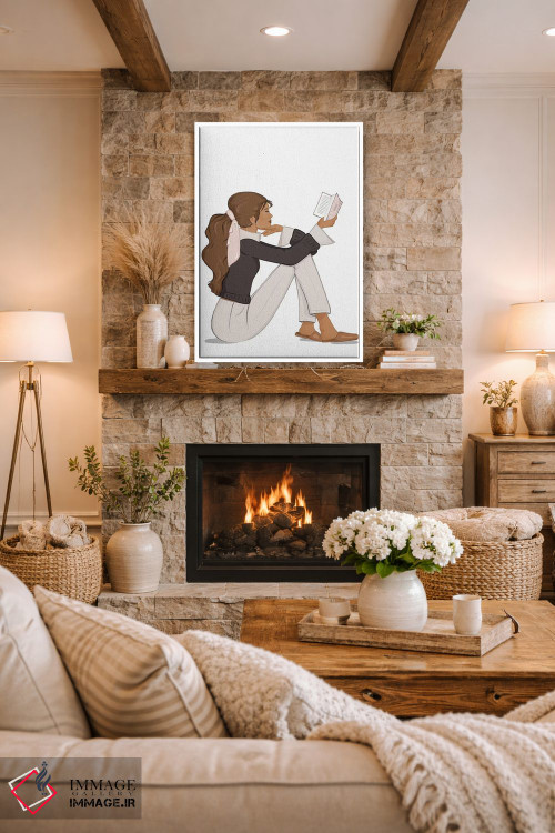 تابلو دکوراتیو Tanned, Brunette Hair,شیک کتاب خوان، پوست برنزه، موهای قهوه ا… اثر سابینا فن - D1W