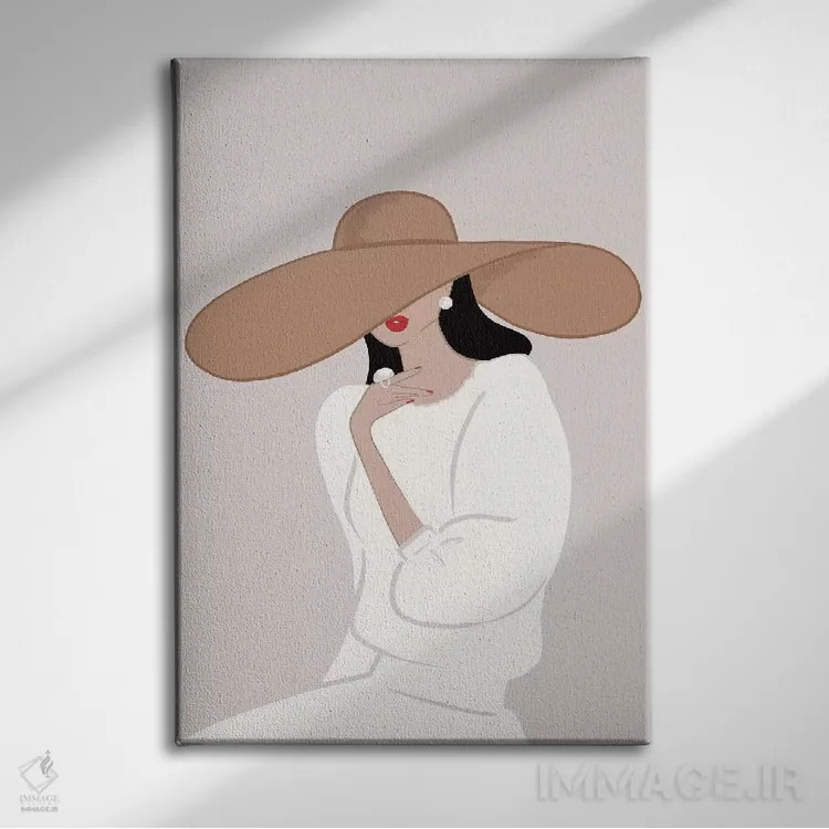 تابلو دکوراتیو Light-Skinned, Black Hair,کلاه لبه دار، پوست روشن، موهای مشکی اثر سابینا فن - نمای روبهرو روی دیوار