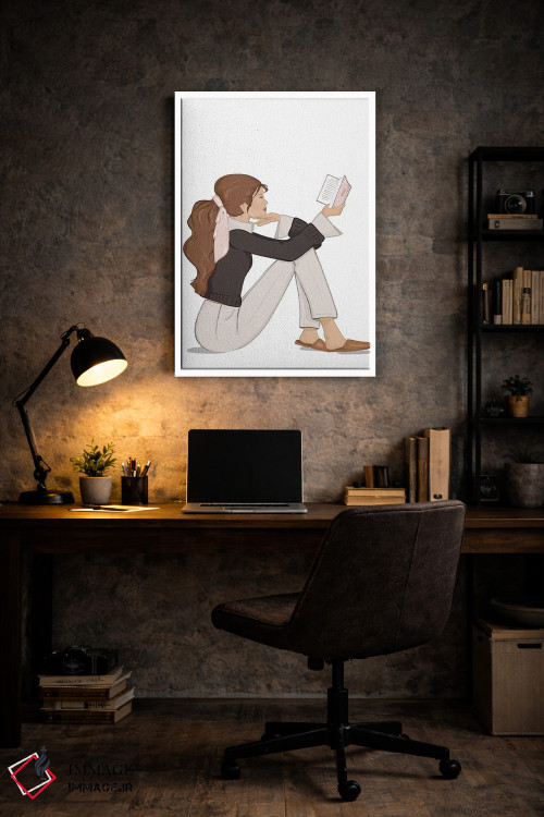 تابلو دکوراتیو Light-Skinned, Brunette Hair,شیک کتاب خوان، پوست روشن، موهای… اثر سابینا فن - D6W