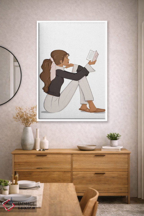 تابلو دکوراتیو Tanned, Brunette Hair,شیک کتاب خوان، پوست برنزه، موهای قهوه ا… اثر سابینا فن - D2W