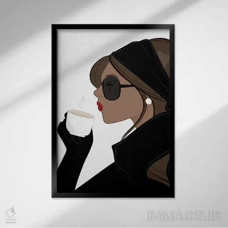 تابلو دکوراتیو Brunette Hair,شیک اسپرسو برنزه، موهای قهوه ای اثر سابینا فن - نمای قابدار مشکی