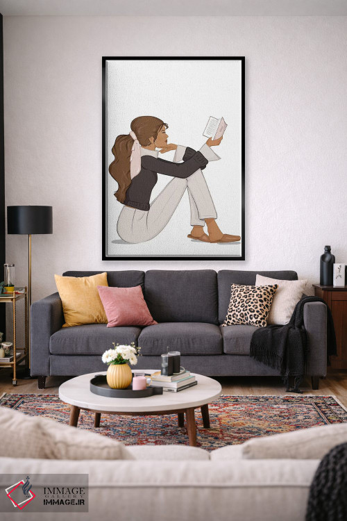 تابلو دکوراتیو Tanned, Brunette Hair,شیک کتاب خوان، پوست برنزه، موهای قهوه ا… اثر سابینا فن - D3B