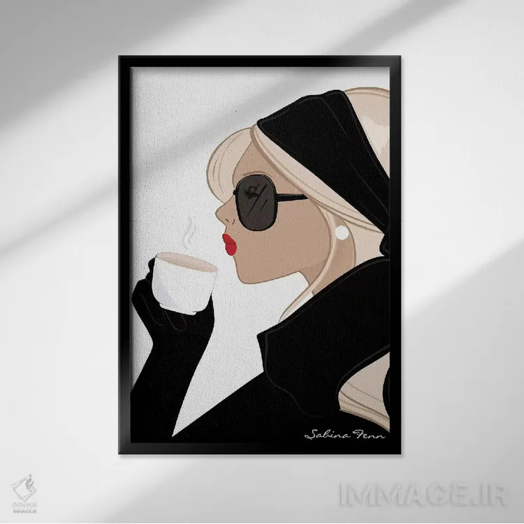 تابلو دکوراتیو Light-Skinned, Blonde Hair,شیک اسپرسو، پوست روشن، موهای بلوند اثر سابینا فن - نمای قابدار مشکی