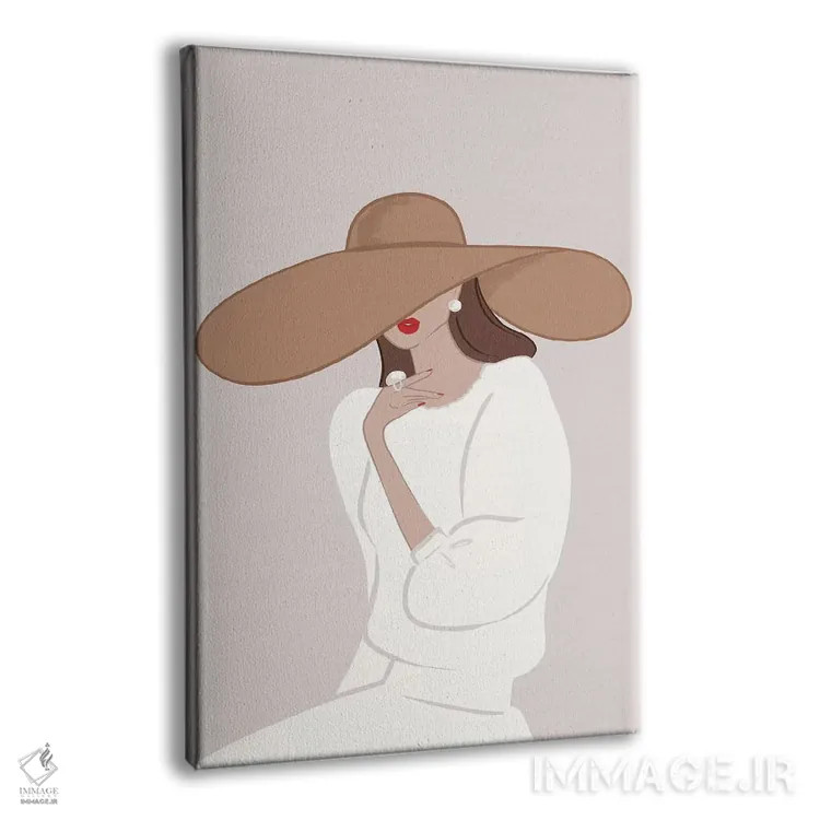 تابلو دکوراتیو کلاه لبه دار، پوست روشن، موهای قهوه ای اثر سابینا فن - نمای پرسپکتیو محصول