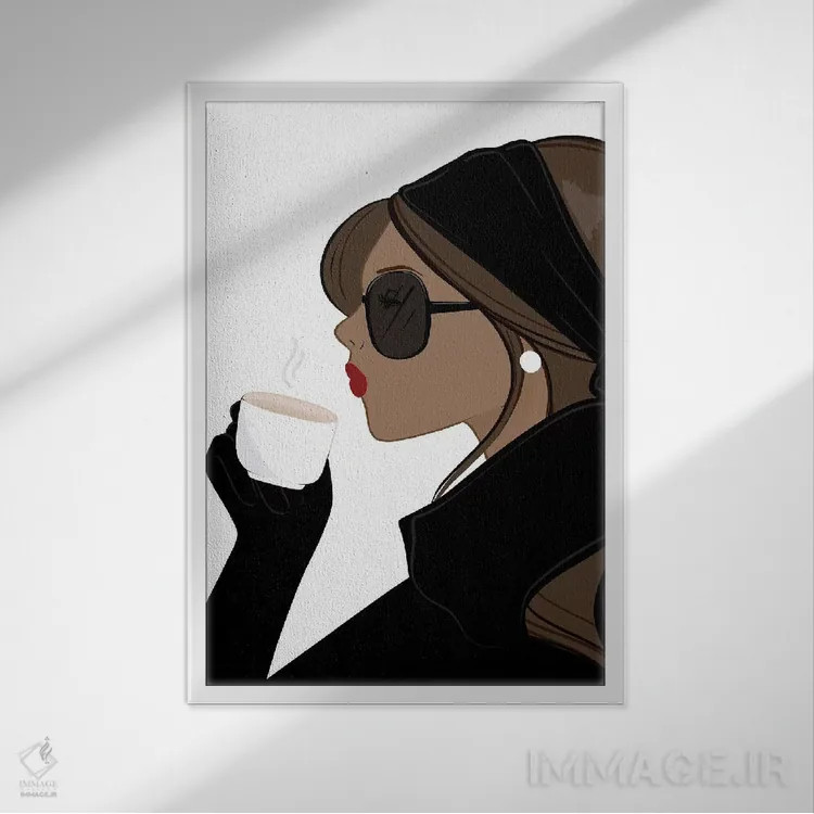 تابلو دکوراتیو Brunette Hair,شیک اسپرسو برنزه، موهای قهوه ای اثر سابینا فن - نمای قابدار سفید