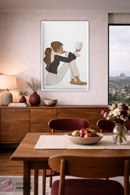 تابلو دکوراتیو Tanned, Brunette Hair,شیک کتاب خوان، پوست برنزه، موهای قهوه ا… اثر سابینا فن - D4W