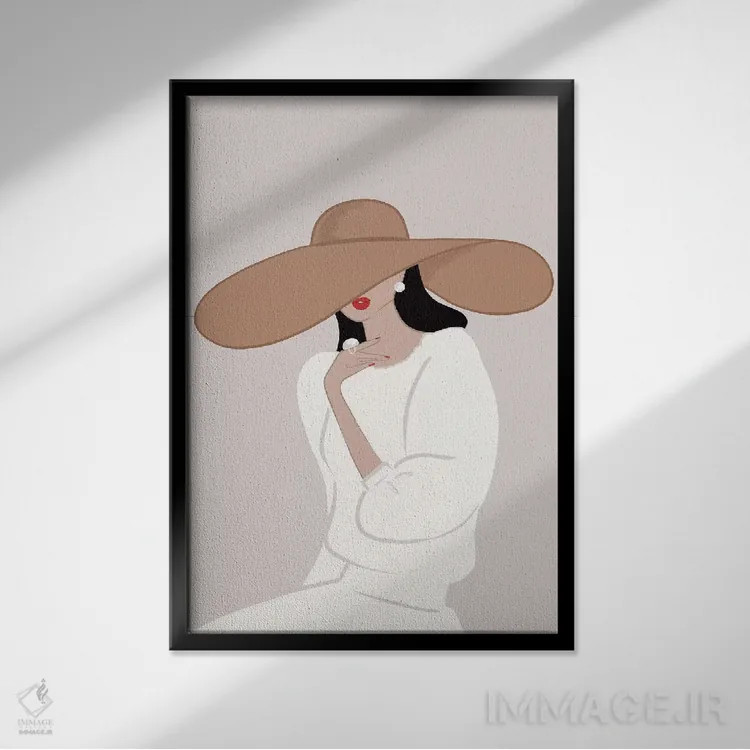 تابلو دکوراتیو Light-Skinned, Black Hair,کلاه لبه دار، پوست روشن، موهای مشکی اثر سابینا فن - نمای قابدار مشکی