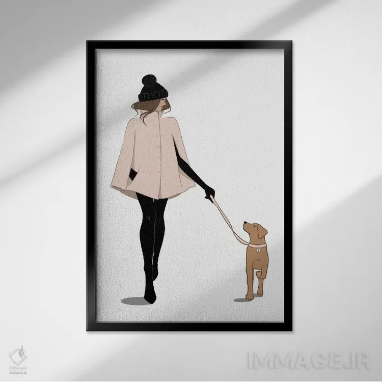 تابلو دکوراتیو قدم زنی پاییزی اثر سابینا فن - نمای قابدار مشکی