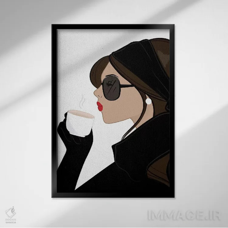 تابلو دکوراتیو Light-Skinned, Brunette Hair,شیک اسپرسو، پوست روشن، موهای قهو… اثر سابینا فن - نمای قابدار مشکی