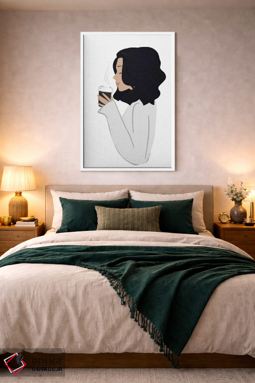 تابلو دکوراتیو Light-skinned, Black Hair,استراحت قهوه، پوست روشن، موهای مشکی اثر سابینا فن - D3W