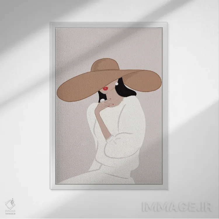 تابلو دکوراتیو Light-Skinned, Black Hair,کلاه لبه دار، پوست روشن، موهای مشکی اثر سابینا فن - نمای قابدار سفید