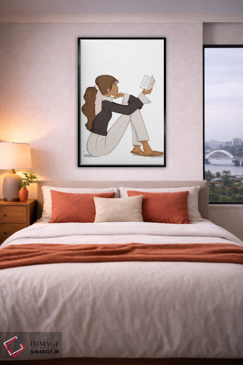 تابلو دکوراتیو Tanned, Brunette Hair,شیک کتاب خوان، پوست برنزه، موهای قهوه ا… اثر سابینا فن - D5B