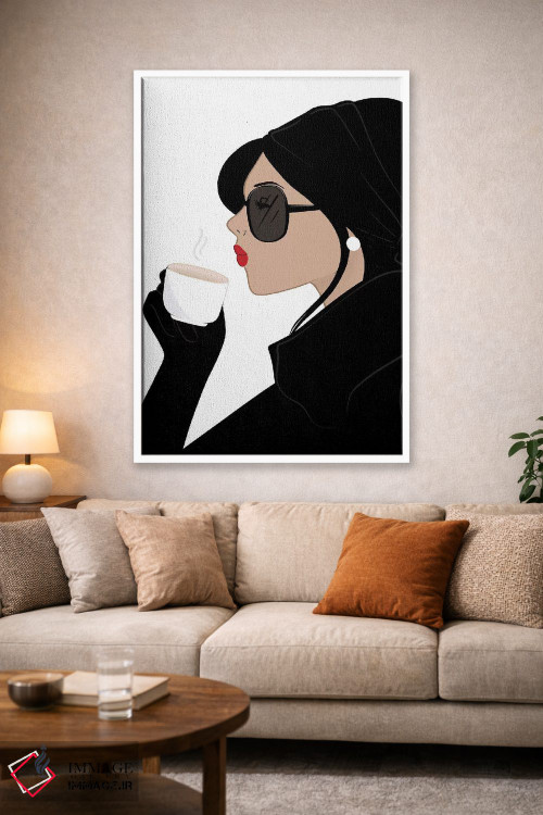 تابلو دکوراتیو Light-Skinned, Black Hair,شیک اسپرسو، پوست روشن، موهای مشکی اثر سابینا فن - D1W