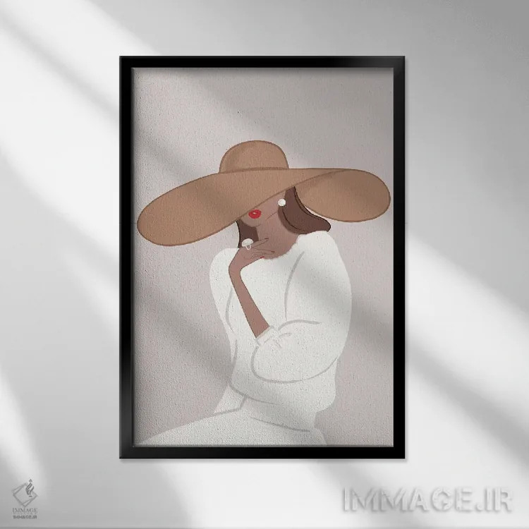 تابلو دکوراتیو Tanned, Brunette Hair,کلاه لبه دار، پوست برنزه، موهای قهوه ای اثر سابینا فن - نمای قابدار مشکی