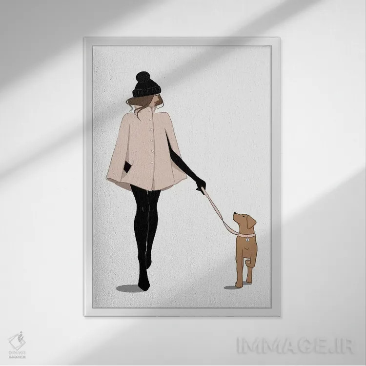 تابلو دکوراتیو قدم زنی پاییزی اثر سابینا فن - نمای قابدار سفید