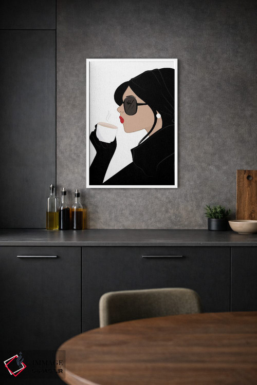 تابلو دکوراتیو Light-Skinned, Black Hair,شیک اسپرسو، پوست روشن، موهای مشکی اثر سابینا فن - D2W