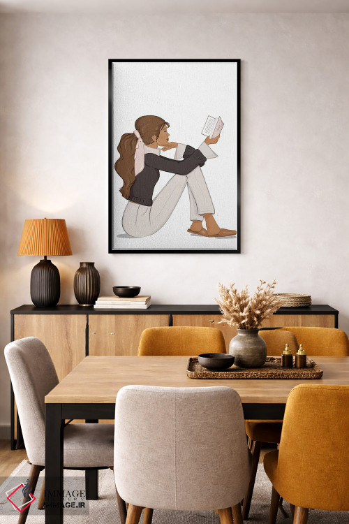 تابلو دکوراتیو Tanned, Brunette Hair,شیک کتاب خوان، پوست برنزه، موهای قهوه ا… اثر سابینا فن - D6B