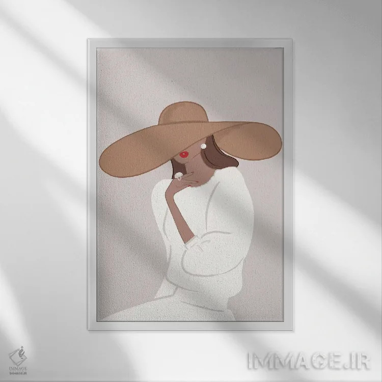 تابلو دکوراتیو Tanned, Brunette Hair,کلاه لبه دار، پوست برنزه، موهای قهوه ای اثر سابینا فن - نمای قابدار سفید