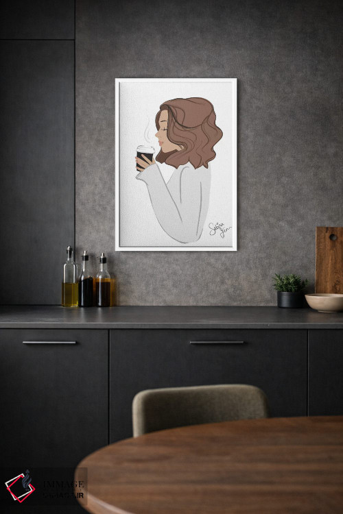 تابلو دکوراتیو Light-Skinned, Brunette Hair,استراحت قهوه، پوست روشن، موهای ق… اثر سابینا فن - D1W